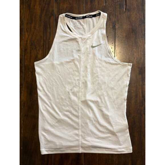 Nike Running Dri-FIT Tank Top Women's Small Gold White Striped Racerback Singlet - Picture 1 of 10